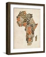 Typography Text Map of Africa-Michael Tompsett-Framed Art Print