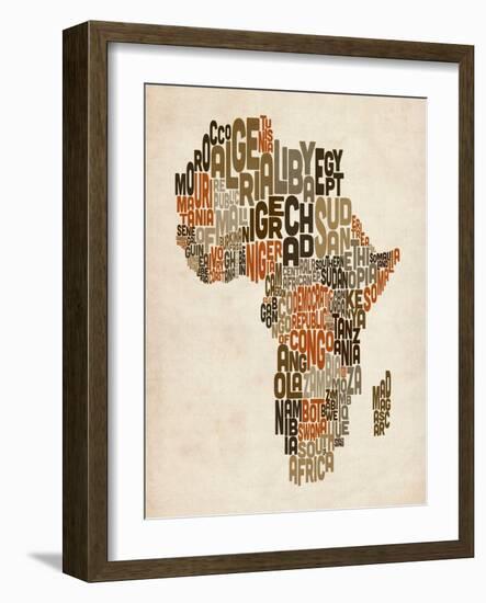 Typography Text Map of Africa-Michael Tompsett-Framed Art Print