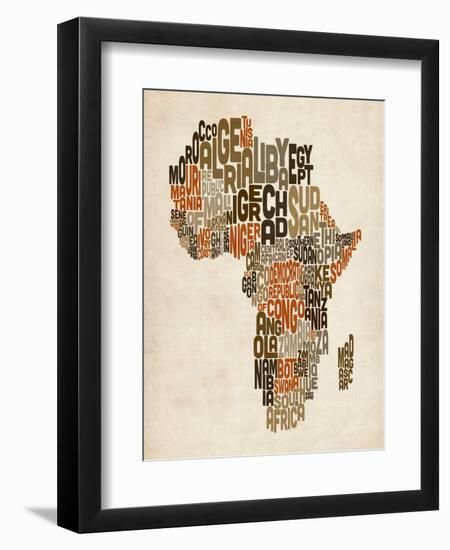 Typography Text Map of Africa-Michael Tompsett-Framed Art Print