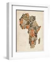 Typography Text Map of Africa-Michael Tompsett-Framed Art Print