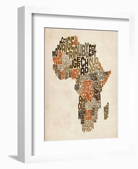 Typography Text Map of Africa-Michael Tompsett-Framed Art Print