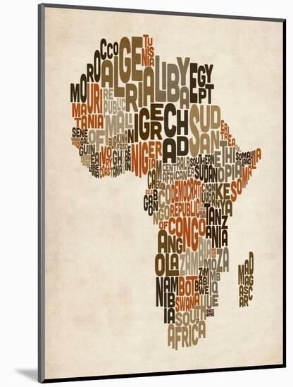 Typography Text Map of Africa-Michael Tompsett-Mounted Art Print