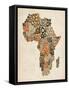 Typography Text Map of Africa-Michael Tompsett-Framed Stretched Canvas