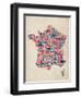 Typography Text Map of France Map-Michael Tompsett-Framed Art Print