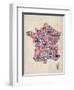 Typography Text Map of France Map-Michael Tompsett-Framed Art Print