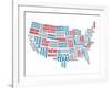 Typography Usa Map-NaxArt-Framed Art Print