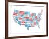 Typography Usa Map-NaxArt-Framed Art Print