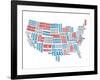 Typography Usa Map-NaxArt-Framed Art Print