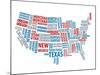 Typography Usa Map-NaxArt-Mounted Art Print