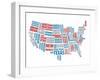 Typography Usa Map-NaxArt-Framed Art Print