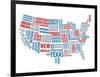 Typography Usa Map-NaxArt-Framed Art Print