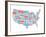 Typography Usa Map-NaxArt-Framed Art Print