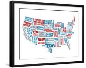 Typography Usa Map-NaxArt-Framed Art Print