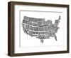 Typography Usa Map-NaxArt-Framed Art Print