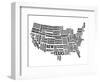 Typography Usa Map-NaxArt-Framed Art Print