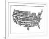 Typography Usa Map-NaxArt-Framed Art Print