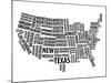 Typography Usa Map-NaxArt-Mounted Art Print