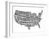 Typography Usa Map-NaxArt-Framed Art Print