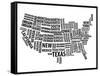 Typography Usa Map-NaxArt-Framed Stretched Canvas