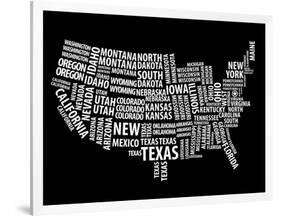 Typography Usa Map-NaxArt-Framed Art Print