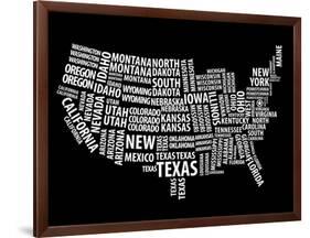 Typography Usa Map-NaxArt-Framed Art Print