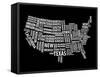 Typography Usa Map-NaxArt-Framed Stretched Canvas