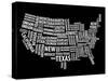 Typography Usa Map-NaxArt-Stretched Canvas