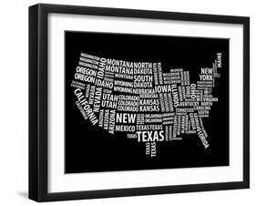 Typography Usa Map-NaxArt-Framed Art Print