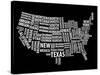 Typography Usa Map-NaxArt-Stretched Canvas