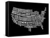 Typography Usa Map-NaxArt-Framed Stretched Canvas