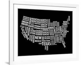 Typography Usa Map-NaxArt-Framed Art Print