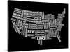 Typography Usa Map-NaxArt-Stretched Canvas