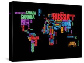 Typography World Map 1-NaxArt-Stretched Canvas