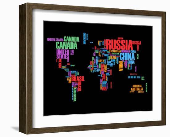 Typography World Map 1-NaxArt-Framed Art Print