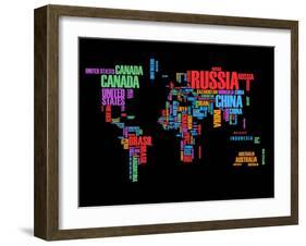 Typography World Map 1-NaxArt-Framed Art Print