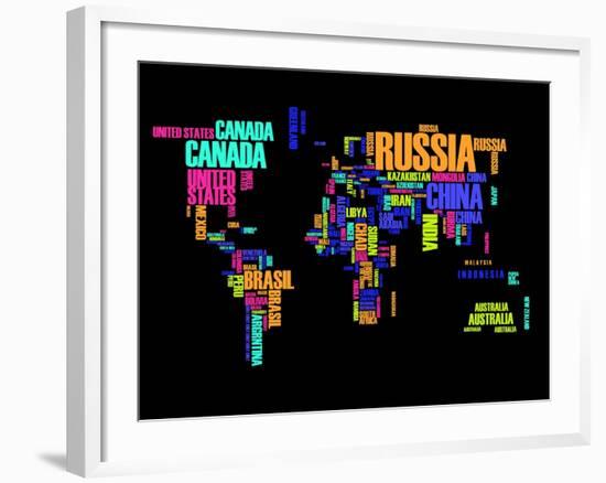 Typography World Map 2-NaxArt-Framed Art Print