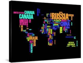 Typography World Map 2-NaxArt-Stretched Canvas