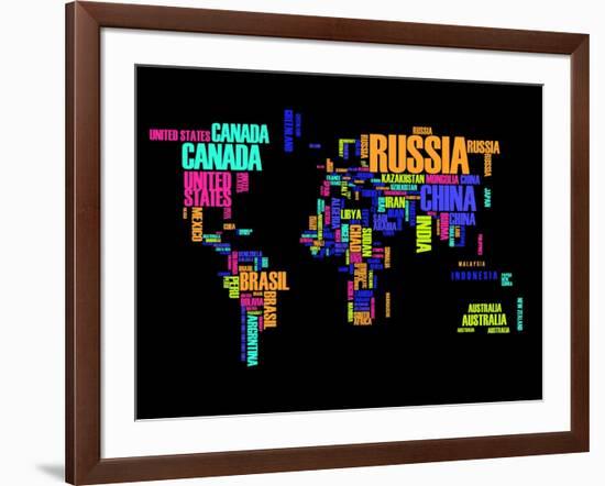 Typography World Map 2-NaxArt-Framed Art Print