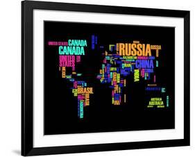 Typography World Map 2-NaxArt-Framed Art Print