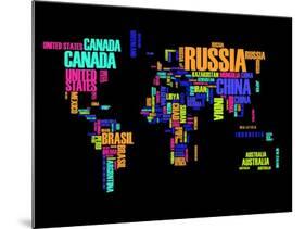 Typography World Map 2-NaxArt-Mounted Art Print