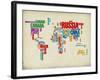 Typography World Map 3-NaxArt-Framed Art Print