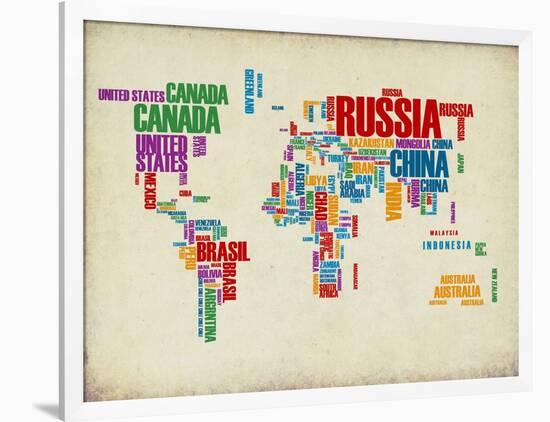 Typography World Map 3-NaxArt-Framed Art Print