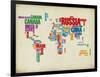 Typography World Map 3-NaxArt-Framed Art Print