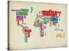 Typography World Map 3-NaxArt-Stretched Canvas