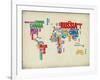 Typography World Map 3-NaxArt-Framed Art Print