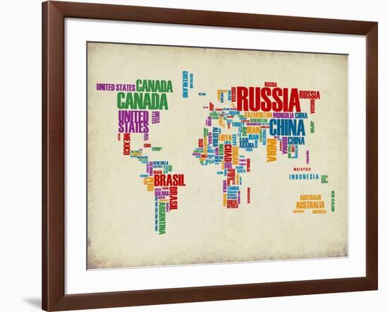 Typography World Map 3-NaxArt-Framed Art Print