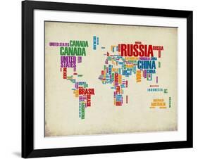 Typography World Map 3-NaxArt-Framed Art Print