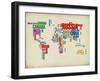 Typography World Map 3-NaxArt-Framed Art Print