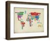 Typography World Map 3-NaxArt-Framed Art Print