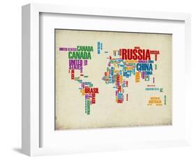 Typography World Map 3-NaxArt-Framed Art Print